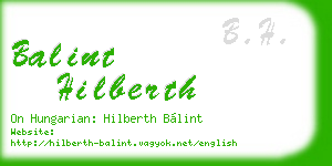 balint hilberth business card